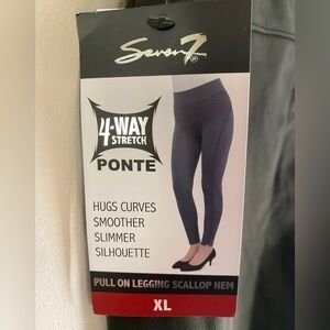 SEVEN7 4 Way Stretch Scallop Hem PullOn Ponte Leggings Size XL Pretty Olive NWT.